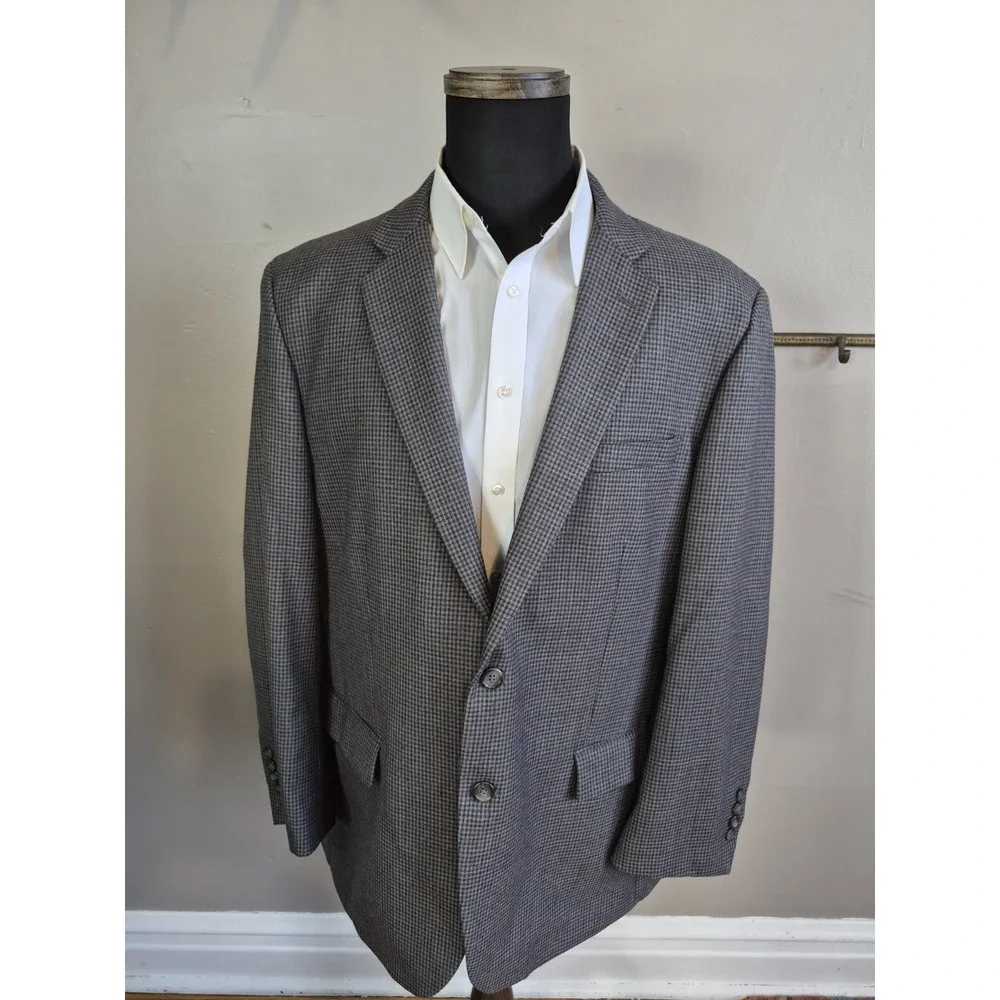 Pronto Uomo Platinum Mens Sport Coat 48R Blue Gray Check 2 Button Made in China